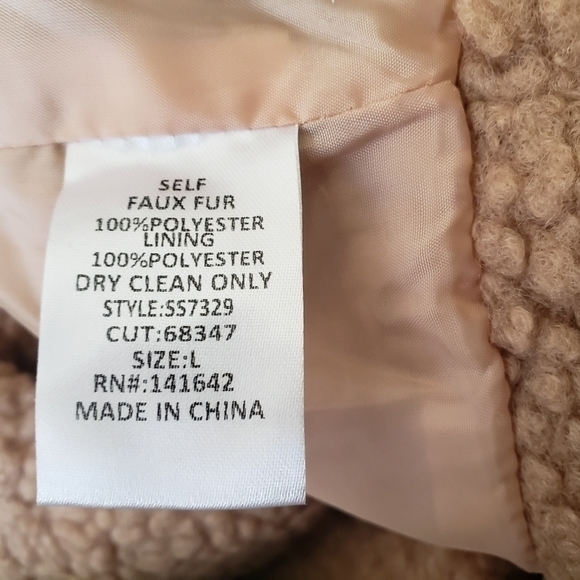 NWT She + Sky oversized faux sheep pea coat double breasted camel jacket sweater - Picture 10 of 11